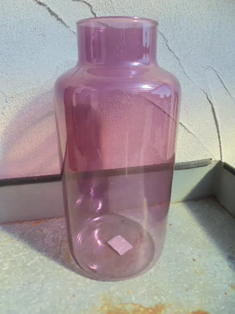 VAAS GLAS MELKBUS PAARS 30 CM DIA 14 CM NIEUW