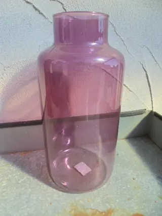 VAAS GLAS MELKBUS PAARS 30 CM DIA 14 CM NIEUW