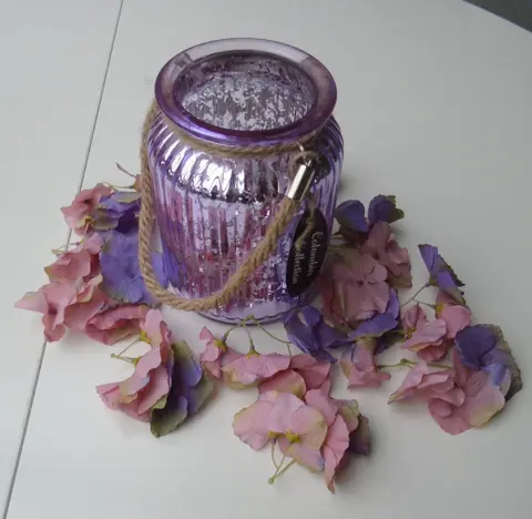 VAASJE PAREL/ WINDLICHT PURPLE 14,5 CM HORTENSIA BLAADJES Nieuw