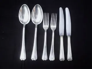 Verzil. 2-pers bestek,6-delig ,Gustaf Ebel , gehalte 90/100