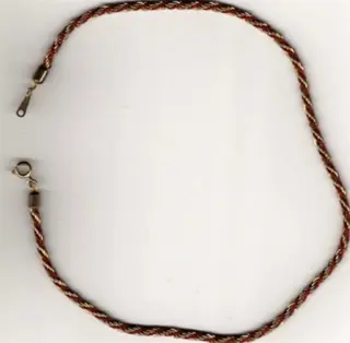 Ketting, gevlochten metaal-/ textieldraad, goudkleurig,43 cm