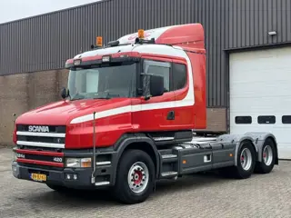 Scania T 124G 420 / 6x4 / Manual / Retarder / Full steel / Torpedo - Hauber / NL Truck HT1246