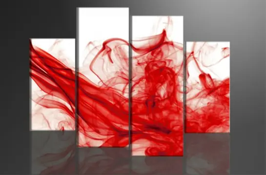 Nieuw canvas schilderij 4-luik Red Smoke 130 x 80 cm