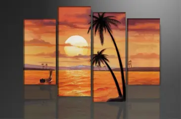 Nieuw canvas schilderij 4-luik Zeilboot 130 x 80 cm