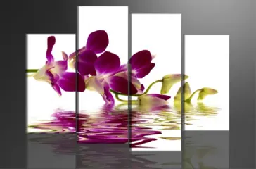 Nieuw canvas schilderij 4-luik Orchidee 130 x 80 cm