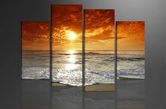 Nieuw canvas schilderij 4-luik Beautiful Sunset 130 x 80 cm
