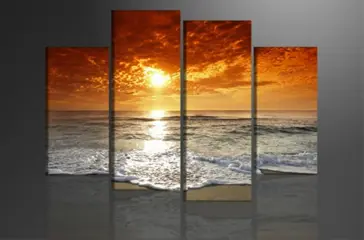 Nieuw canvas schilderij 4-luik Beautiful Sunset 130 x 80 cm