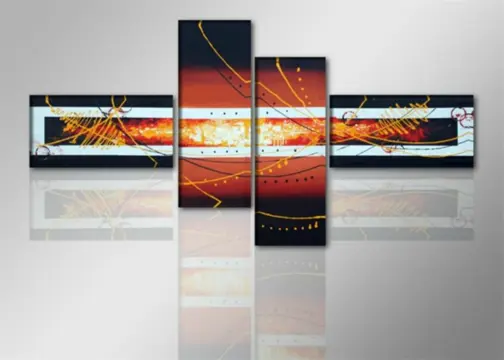 Nieuw canvas schilderij 4-luik Abstract Lava 195 x 80 cm