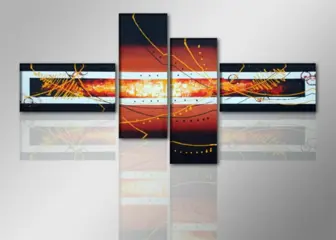 Nieuw canvas schilderij 4-luik Abstract Lava 195 x 80 cm