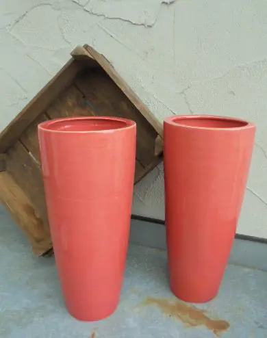 VAAS KERAMIEK SIGNAALROOD GEGLAZUURD TAPS 37,5 x dia 16,5cm NIEUW