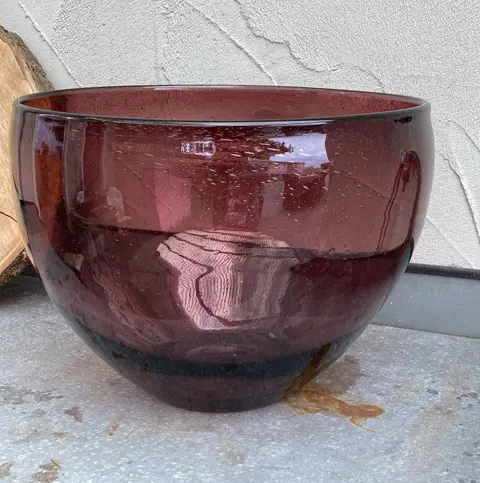VAAS BOWL GROOT DONKERROOD GLAS BOL DIA 40 CM HOOG 30 CM Nieuw