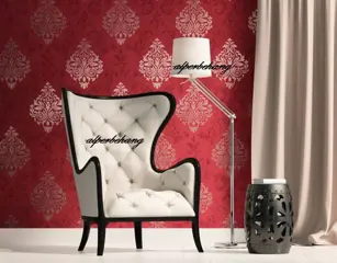 Barok vlies behang rood zilver met glitter x02