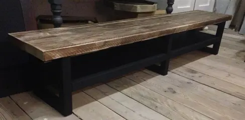 Tv meubel hout industrieel zwart/noten hillshome