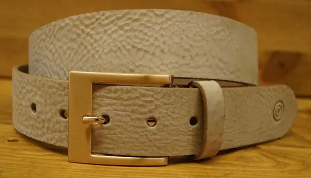 Leren jeans riem " Off White " 4 cm breed