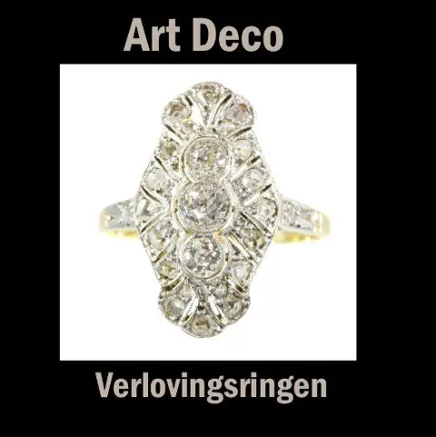 Prachtige diamanten Art Deco verlovingsring