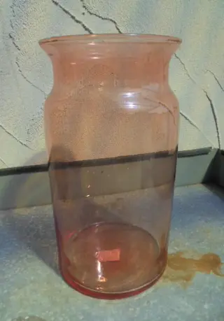 VAAS GLAS MELKBUS OUDROZE 29 CM DIA 16 CM NIEUW