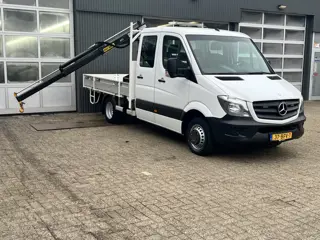 Mercedes-Benz Sprinter 513 CDI 130pk DC Laadkraan Hiab 017T Airco Trekhaak 2000kg Open laadbak Euro 