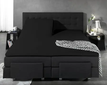 Luxe Splittopper Hoeslaken Zwart 180x200/220 cm