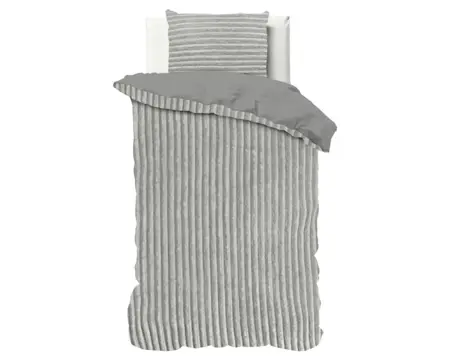 Rib Teddy dekbedovertrek 140x200/220 cm Grijs