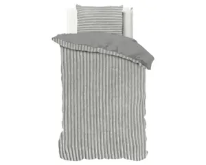 Rib Teddy dekbedovertrek 140x200/220 cm Grijs