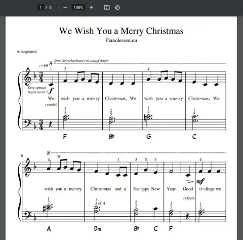We Wish You a Merry Christmas Bladmuziek voor piano
