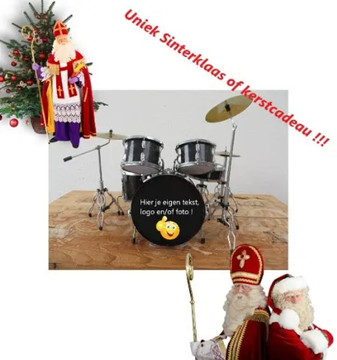 UNIEK sinterklaas of kerst kado: drumstel met eigen tekst