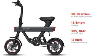 DYU V1 Electric Moped Bike 12 inch 36V 10Ah 25km/h 240W