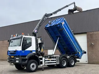 Iveco Trakker 410 / 6x6 / HMF 1643-Z2 Z-kraan crane / Kipper / Full steel / Big axle / NL Truck HT12