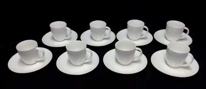 12 design porcelein kop/schotel,wit, NIEUW,VT wonen basis