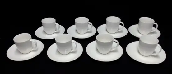 12 design porcelein kop/schotel,wit, NIEUW,VT wonen basis