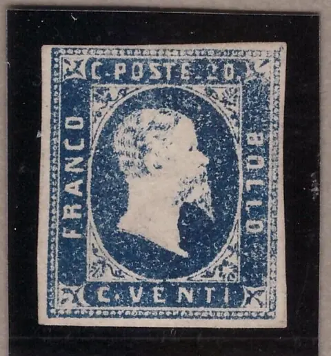 Italiaanse oude staten - Sardinië 1851 - 20 cents dark azure, dry print - 2b