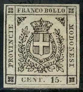 Italiaanse oude staten - Modena 1859 - Provisional Government, 15 cents brown. Good margins. - Sassone N. 13