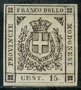 Italiaanse oude staten - Modena 1859 - Provisional Government, 15 cents brown. Good margins. - Sassone N. 13