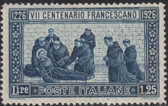 Koninkrijk Italië 1926 - S.Francesco 1,25 l. azzurro D.14 centrato integro raro lusso Certificato - Sassone n.196