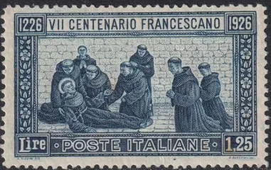 Koninkrijk Italië 1926 - S.Francesco 1,25 l. azzurro D.14 centrato integro raro lusso Certificato - Sassone n.196