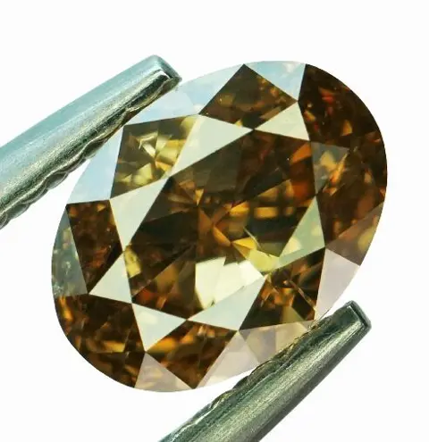 Diamant - 0.81 ct - Ovaal - Natural Fancy Intense Yellowish