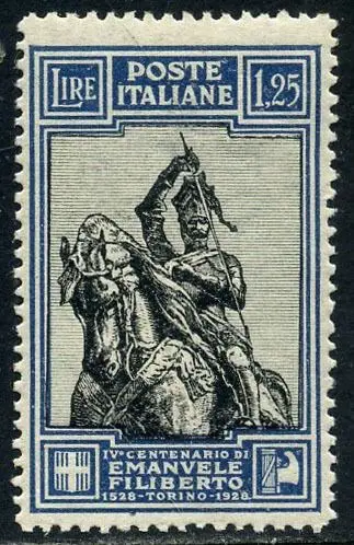 Koninkrijk Italië 1928 - Emanuele Filiberto 1.25 l. with linear perforation 13.75. With very good centring. With certificate. - Sassone N. 235/I