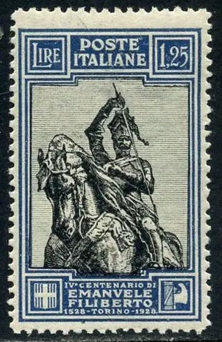 Koninkrijk Italië 1928 - Emanuele Filiberto 1.25 l. with linear perforation 13.75. With very good centring. With certificate. - Sassone N. 235/I