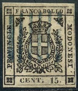 Italiaanse oude staten - Modena 1859 - Provisional Government, 15 cents brown. With certificate. - Sassone N. 13