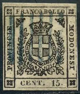Italiaanse oude staten - Modena 1859 - Provisional Government, 15 cents brown. With certificate. - Sassone N. 13