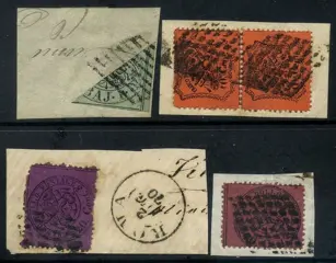 Italiaanse oude staten - Pauselijke Staat 1852/1868 - 5 esemplari su frammento; notato 1 baj frazionato diagonalmente
