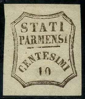 Italiaanse oude staten - Parma 1859 - Provisional Government, 10 cents brown with wide margins. - Sassone N. 14