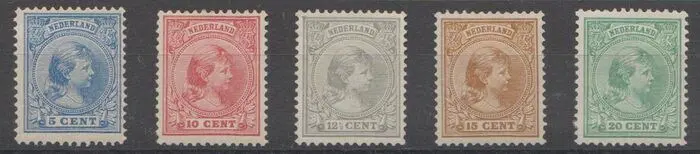 Nederland 1891/1894 - Prinses Wilhelmina - NVPH 34, 37/40