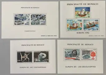 Monaco 1991/1994 - Monaco, souvenir block, Yvert Nos. 14, 19, 20 and 23. Quote: €660
