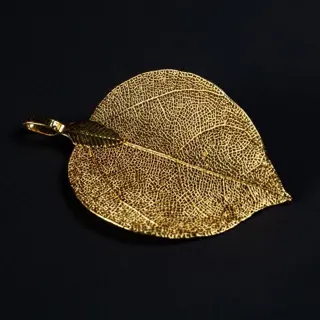 24K verguld natuurlijk blad Hangers - 48×29×1 mm - 1 g