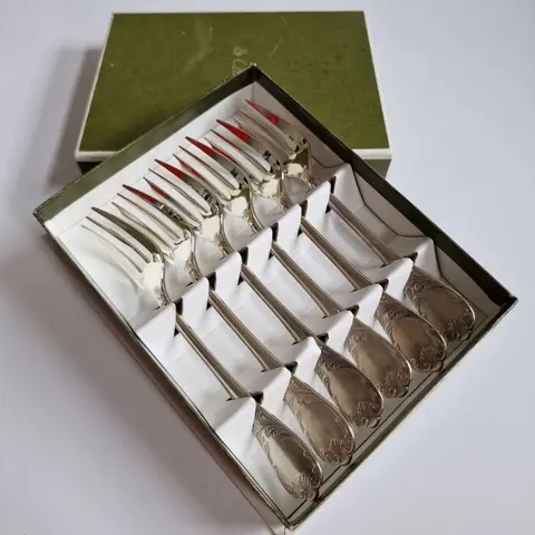 Christofle - cake vork (6) - Louis XIV - Verzilverd - Marly