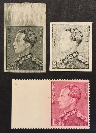 België 1945 - Poortman 1fr50 Rozelila + 2fr50 Olijf - ONGETAND IN PAREN MET ANOMALIËN - CURIOSITEITEN - OBP 429ND + 530ND