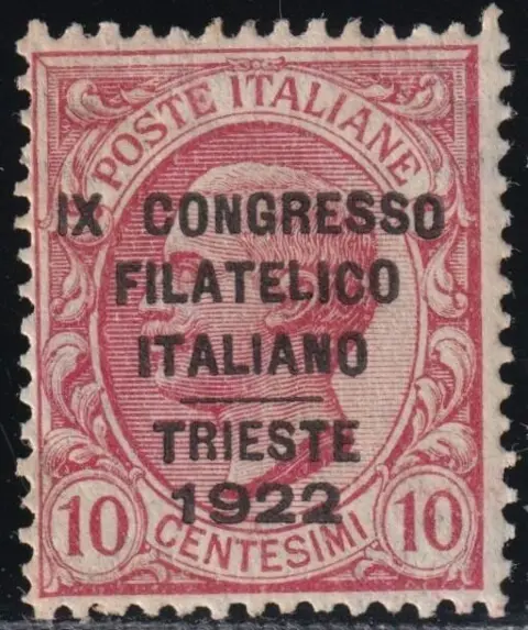 Koninkrijk Italië 1922 - 9th Trieste Philatelic Congress, 5 c. pink, centred, rare, with expert’s report - Sassone n.123