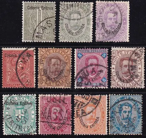 Italiaans Eritrea 1893 - Umberto I, complete set of 11 values. - sassone 1/11