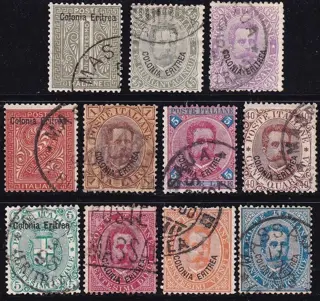 Italiaans Eritrea 1893 - Umberto I, complete set of 11 values. - sassone 1/11
